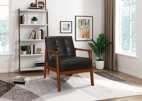 Alby Dark Brown Faux Leather Accent Chair