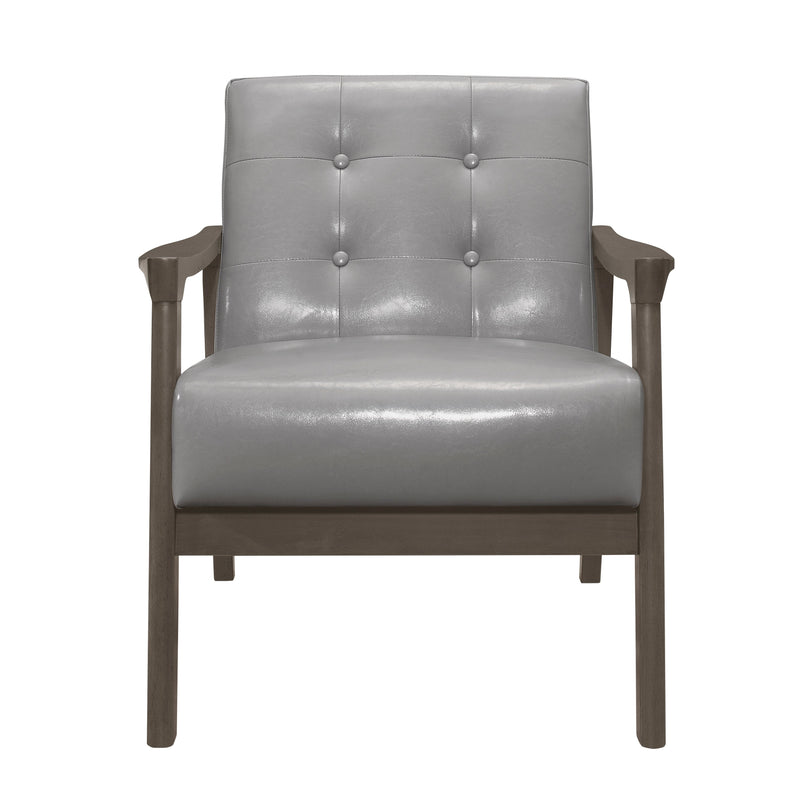 Alby Gray Faux Leather Accent Chair