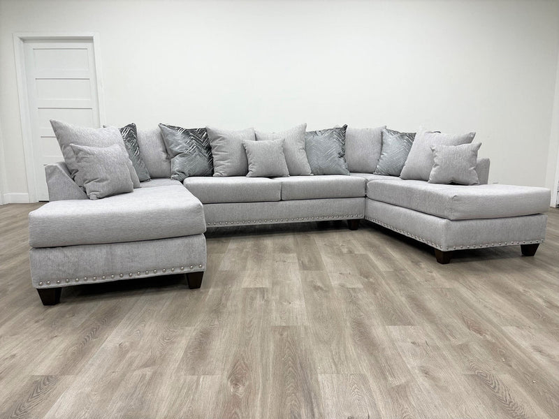 111 - Double Chaise Dove Sectional