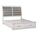 Ambrose Antique White/Gray Queen Platform Bed with Footboard Storage