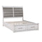 Ambrose Antique White/Gray Eastern King Platform Bed with Footboard Storage