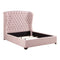 Cameo Pink Queen Upholstered Wingback Bed