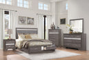 Luster Gray Upholstered Storage Platform Bedroom Set