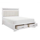 Luster White Upholstered Storage Platform Bedroom Set