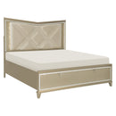 Bijou Champagne LED Upholstered Storage Platform Bedroom Set - Eve Furniture