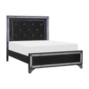 Salon Black LED Upholstered Panel Bedroom Set