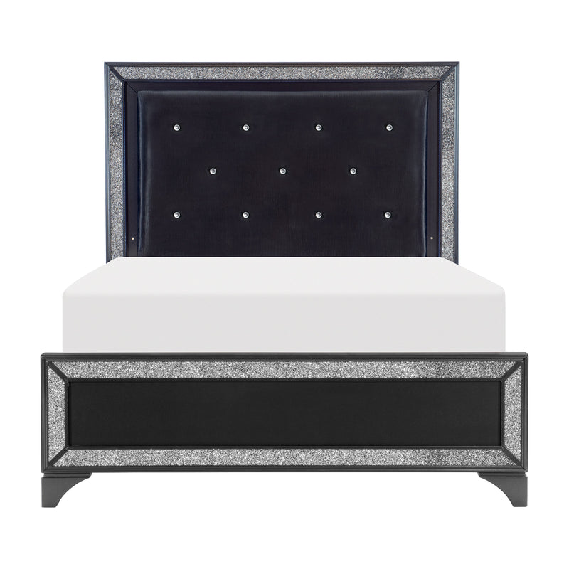 Salon Black LED Upholstered Panel Bedroom Set