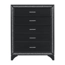 Salon Black LED Upholstered Panel Bedroom Set