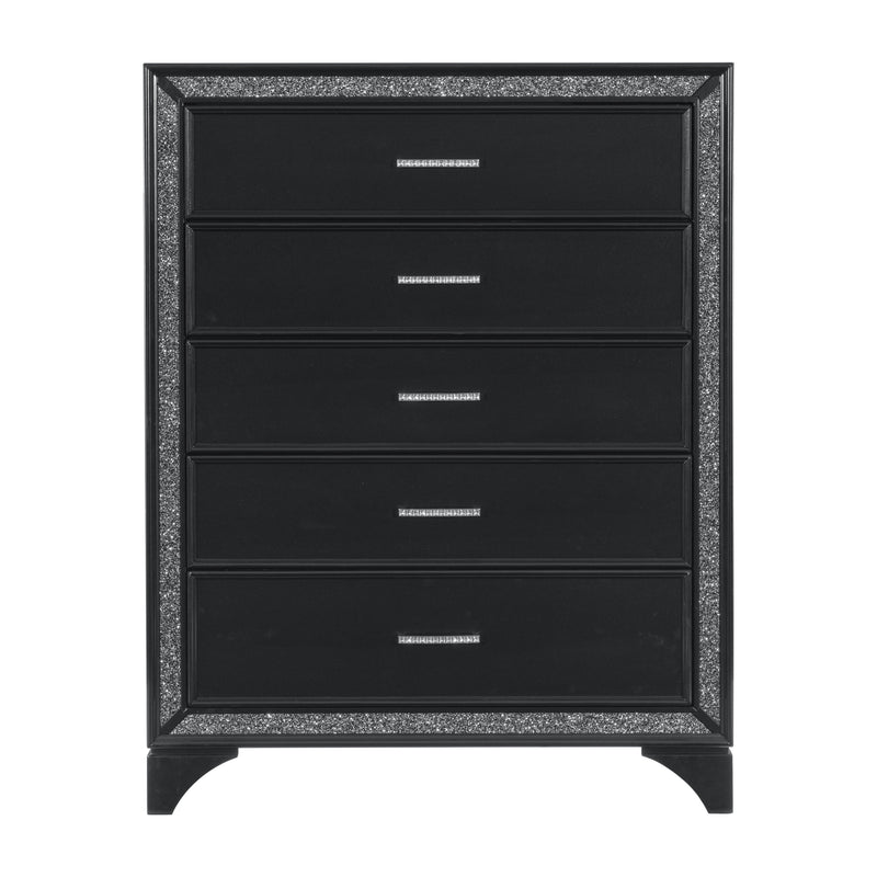 Salon Black LED Upholstered Panel Bedroom Set