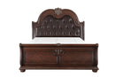 Cavalier Dark Cherry Upholstered Sleigh Bedroom Set