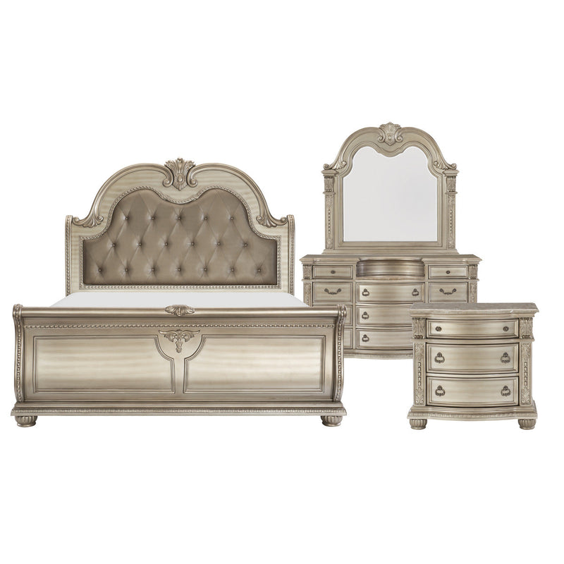 Cavalier Silver Sleigh Bedroom Set - Eve Furniture