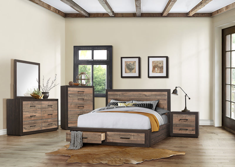 Miter Brown Storage Platform Bedroom Set