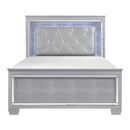 Allura Silver Full LED Upholstered Panel Bed