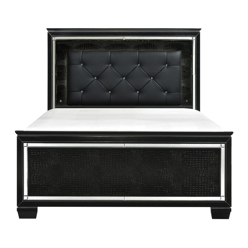 Allura Black King LED Upholstered Panel Bed