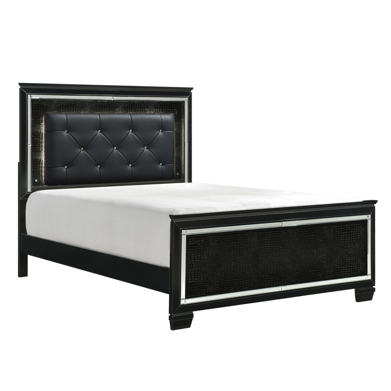 Allura Black Queen LED Upholstered Panel Bed