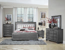 Allura Gray Queen LED Upholstered Panel Bed