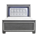 Allura Gray King LED Upholstered Panel Bed