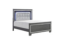 Allura Gray Queen LED Upholstered Panel Bed