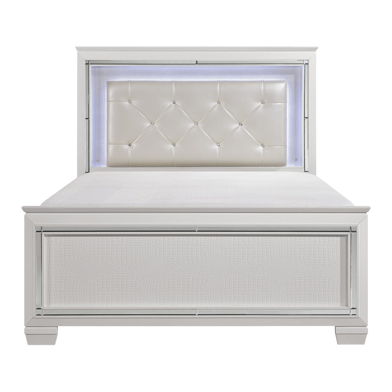 Allura White King LED Upholstered Panel Bed