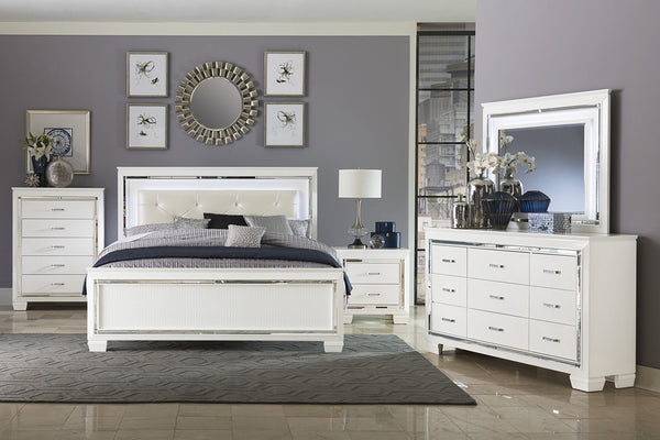 Allura White LED Upholstered Panel Youth Bedroom Set