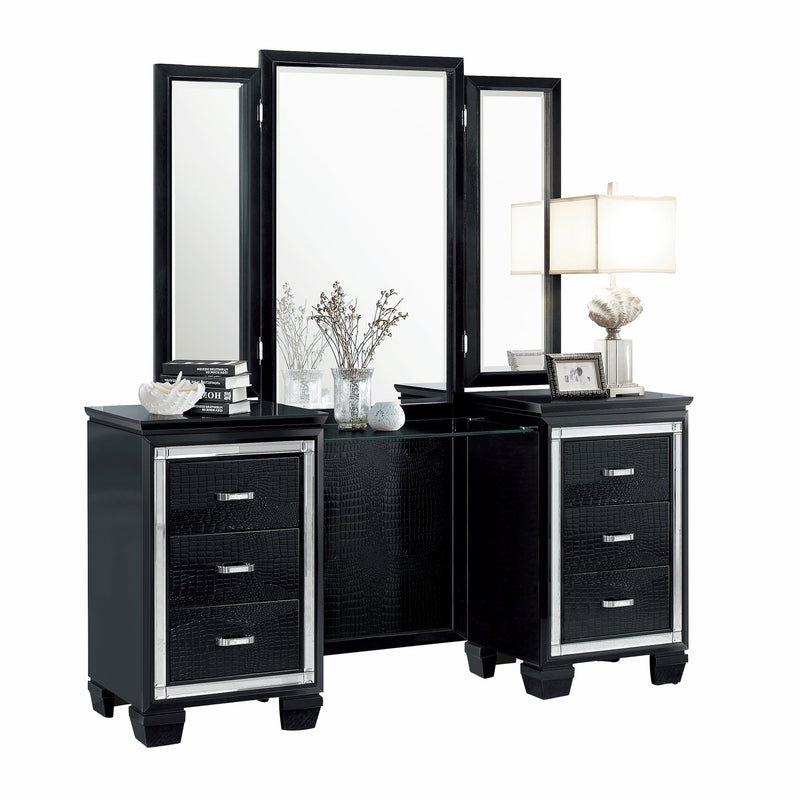 Allura Black Vanity Dresser with Mirror