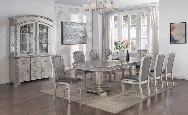 Klina Silver Champagne Double Pedestal Dining Table