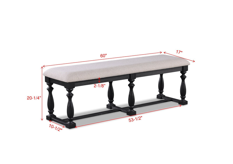 Regent Charcoal Black Dining Bench