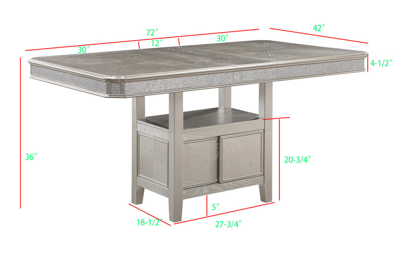 Klina Silver Champagne Counter Height Table