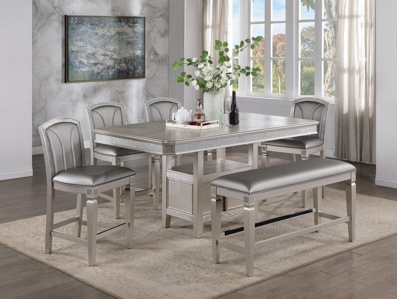 Klina Silver Champagne Counter Height Dining Set