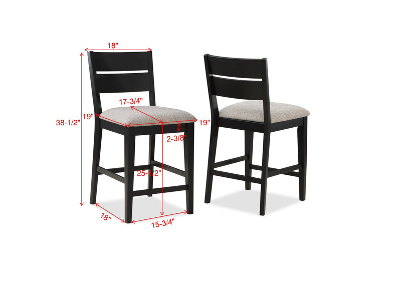 Mathis Black/Gray Counter Height Chair, Set of 2