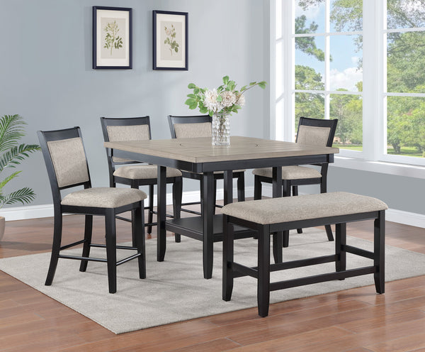 Fulton Charcoal/Light Gray Extendable Counter Height Dining Set