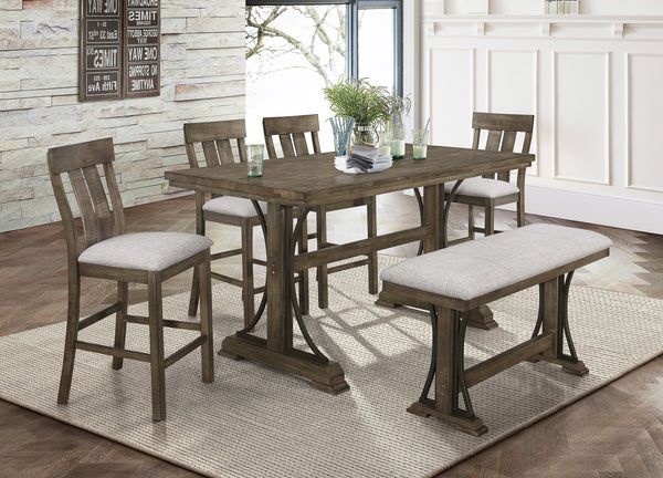 Quincy Grayish Brown Counter Height Dining Set