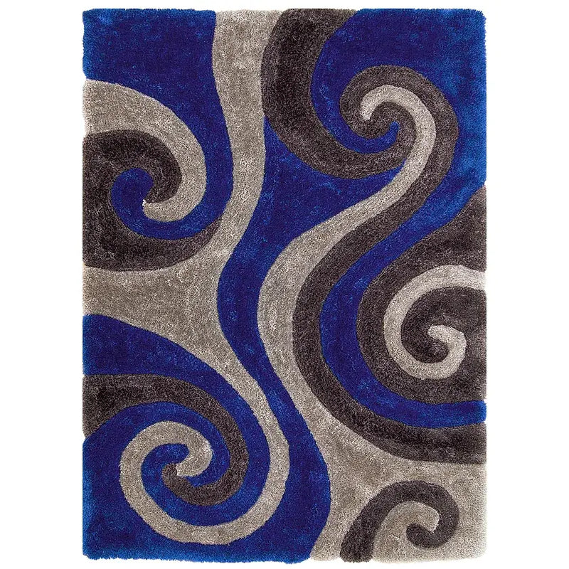 3D Electric Blue Rug