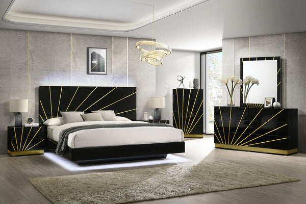 B58 Zenia Black/Gold Bedroom Set