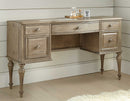 3-Piece Highland Park Vanity Set, Waxed Driftwood (Vanity Desk, Tri-fold Mirror and Bench)