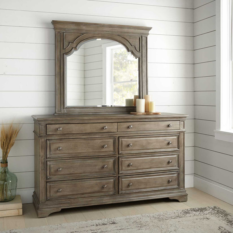 3-Piece Highland Park Vanity Set, Waxed Driftwood (Vanity Desk, Tri-fold Mirror and Bench)