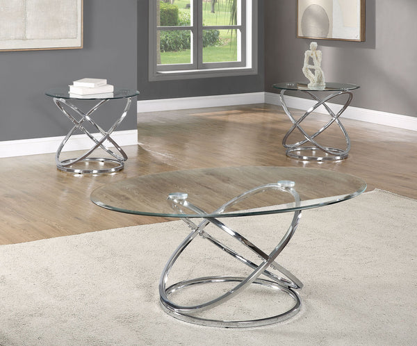 Aura Chrome 3-Piece Coffee Table Set