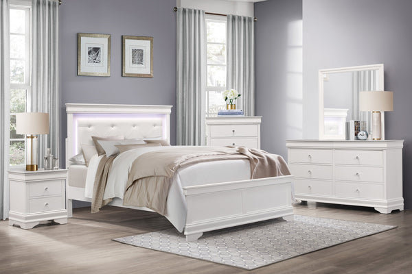 Lana White LED Upholstered Panel Youth Bedroom Set