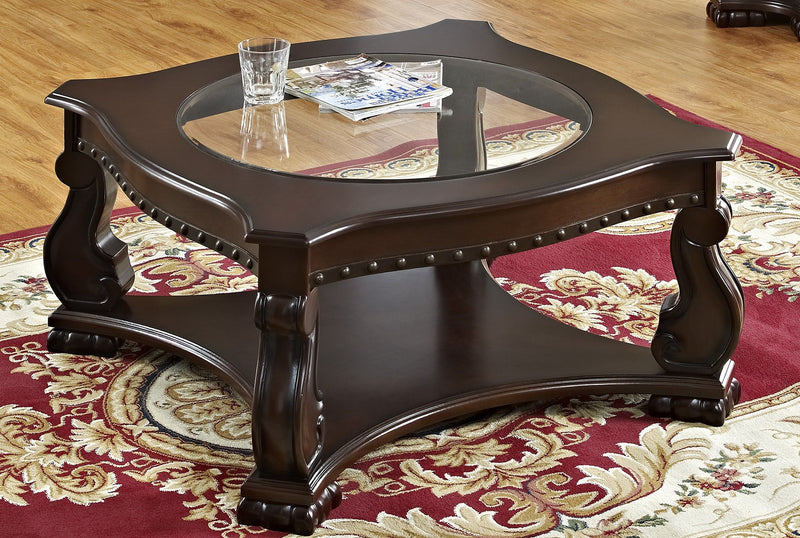 Madison Brown Wood Coffee Table with Casters