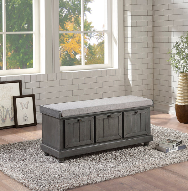 Woodwell Dark Gray Lift Top Storage Bench