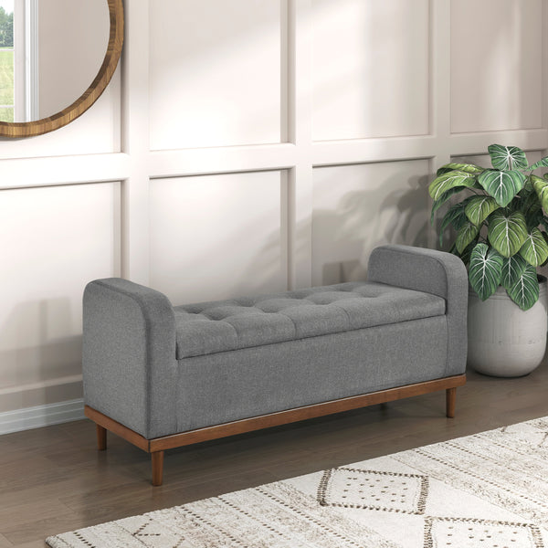 Brigitte Gray Lift Top Storage Bench