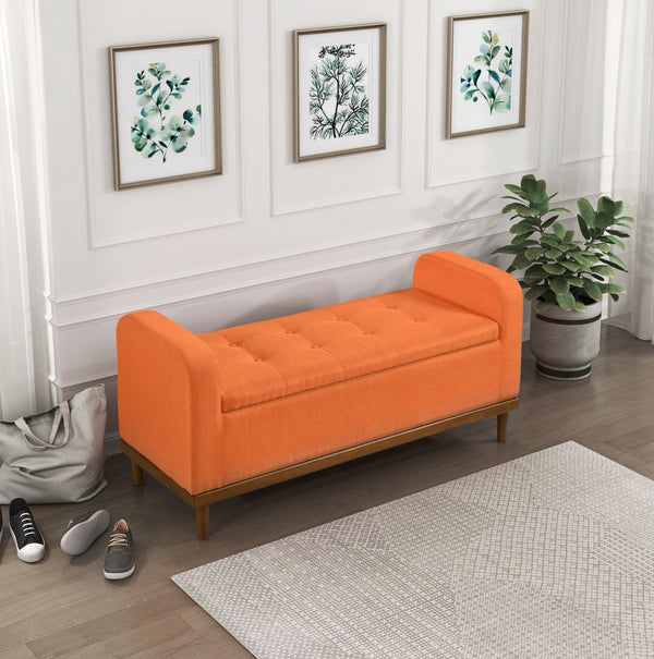 Brigitte Orange Lift Top Storage Bench