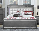 Allura Gray King LED Upholstered Panel Bed