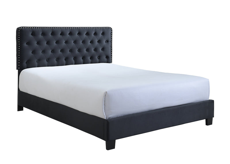 Ezra Charcoal Queen Upholstered Panel Bed