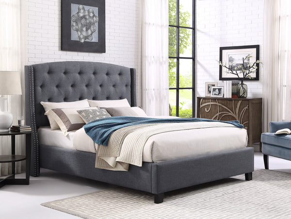 Eva Gray Queen Upholstered Bed