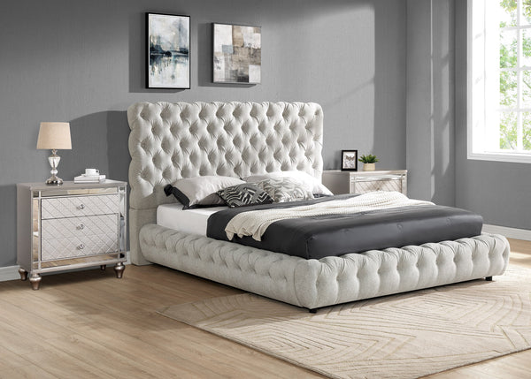 Flory Dove Queen Upholstered Platform Bed