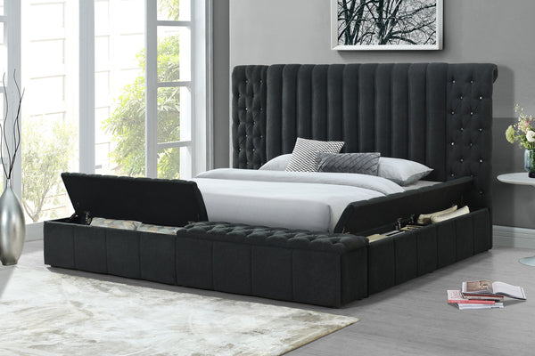 Danbury Charcoal Boucle Queen Upholstered Storage Panel Bed