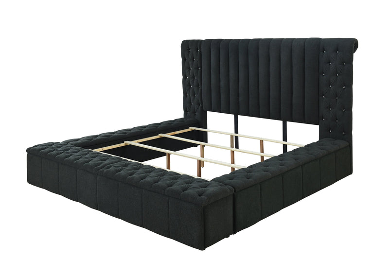 Danbury Charcoal Boucle Queen Upholstered Storage Panel Bed