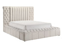 Danbury White Boucle Queen Upholstered Storage Panel Bed