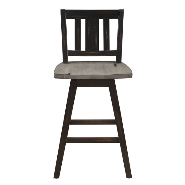 Amsonia Gray/Black Swivel Counter Height Chairs, Set of 2